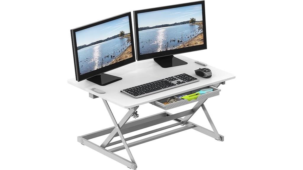 adjustable desk riser drawer
