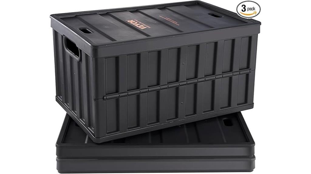 three 65l storage bins