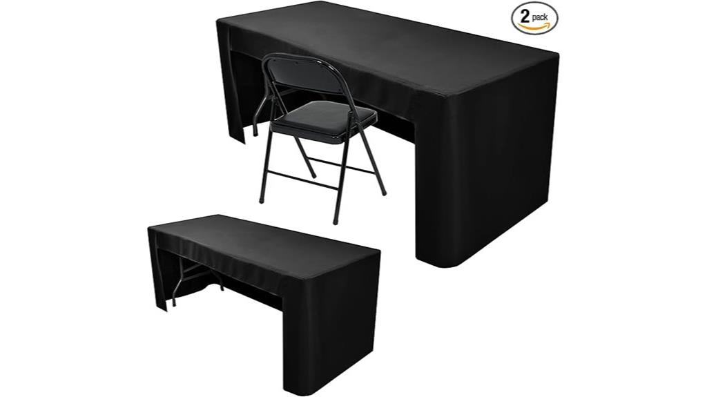 two black 6 foot tablecloths