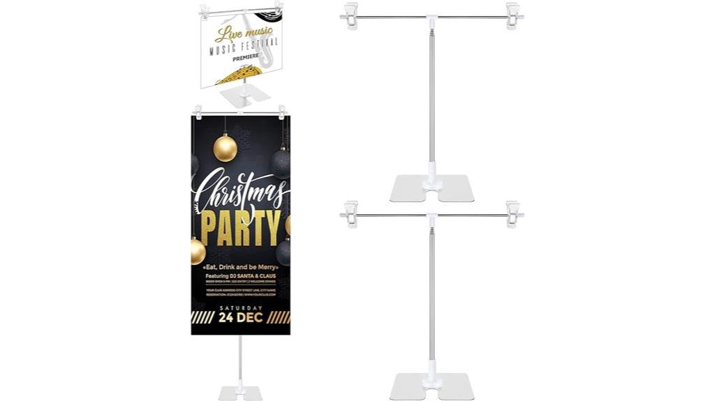 two metal banner holders