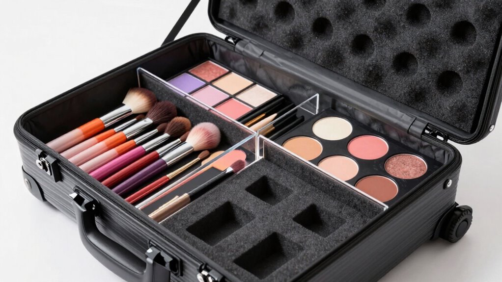 organized makeup tools and accessories